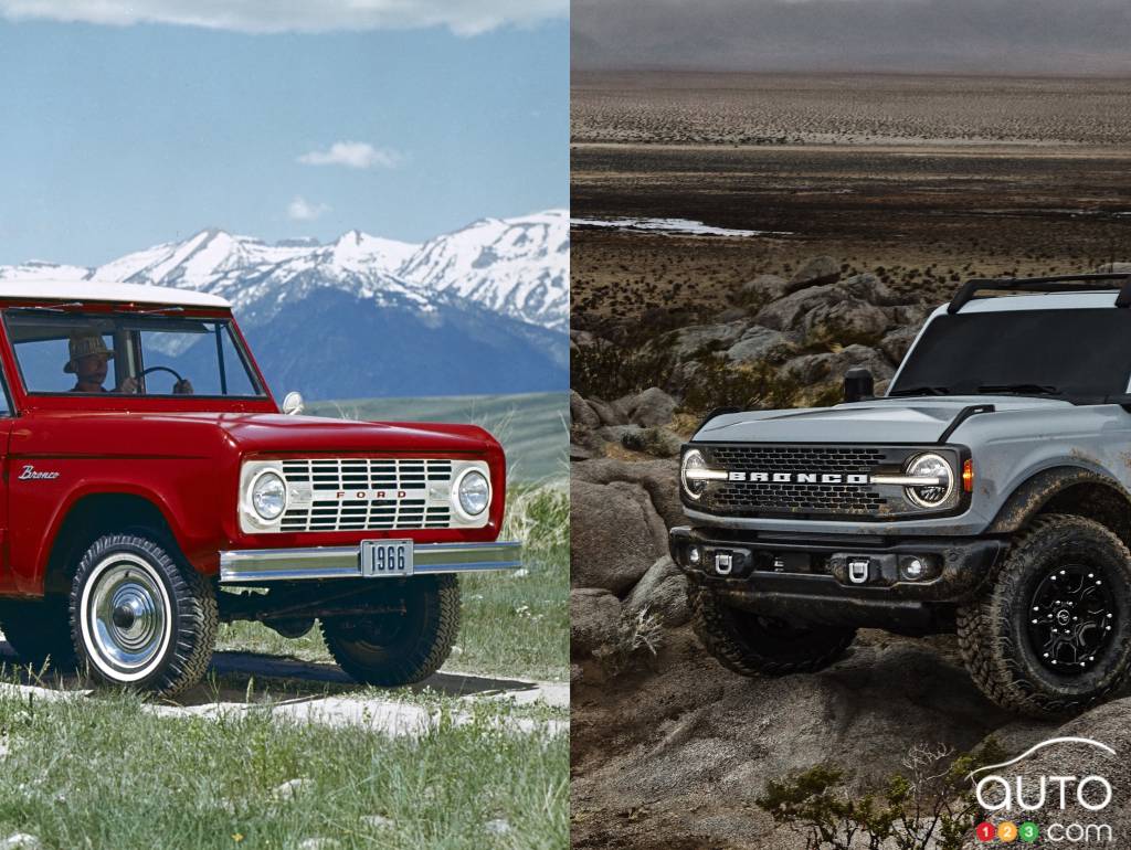The 1966 and 2021 Ford Broncos
